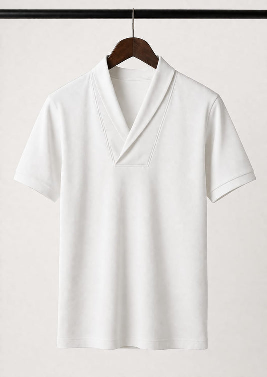 RISEO DRAPE COLLAR TEE