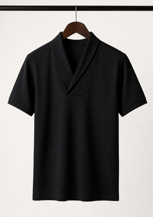 RISEO DRAPE COLLAR TEE